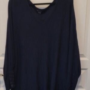 ADDITION ELLE (MICHEL STUDIO)Classic Black Women's V-Neck Jersey Top